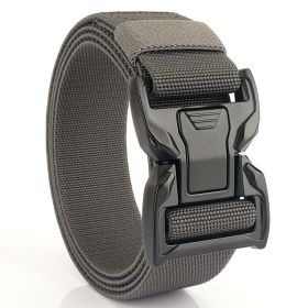 New quick release button tactical nylon belt; working clothes; outdoor training belt; casual men's belt; wholesale by manufacturers (colour: dark grey, Length (CM): 125cm)