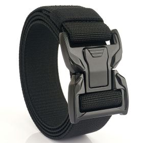 New quick release button tactical nylon belt; working clothes; outdoor training belt; casual men's belt; wholesale by manufacturers (colour: black, Length (CM): 125cm)