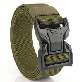 New quick release button tactical nylon belt; working clothes; outdoor training belt; casual men's belt; wholesale by manufacturers (colour: Military green, Length (CM): 125cm)