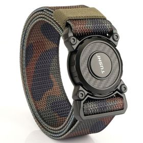 New quick release button tactical nylon belt; working clothes; outdoor training belt; casual men's belt; wholesale by manufacturers (colour: Lock hem - classic camouflage, Length (CM): 125cm)