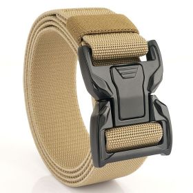 New quick release button tactical nylon belt; working clothes; outdoor training belt; casual men's belt; wholesale by manufacturers (colour: Wolf brown, Length (CM): 125cm)