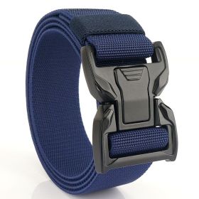 New quick release button tactical nylon belt; working clothes; outdoor training belt; casual men's belt; wholesale by manufacturers (colour: royal blue, Length (CM): 125cm)