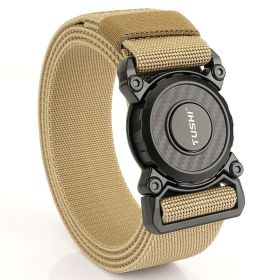 New quick release button tactical nylon belt; working clothes; outdoor training belt; casual men's belt; wholesale by manufacturers (colour: Elastic -- Wolf Brown, Length (CM): 125cm)