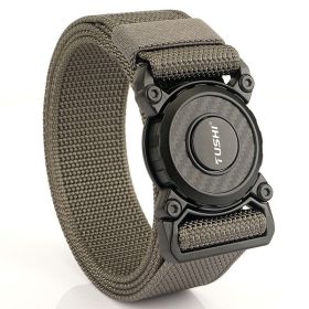 New quick release button tactical nylon belt; working clothes; outdoor training belt; casual men's belt; wholesale by manufacturers (colour: Seam -- dark gray, Length (CM): 125cm)