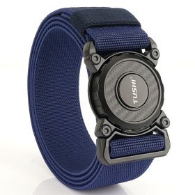 New quick release button tactical nylon belt; working clothes; outdoor training belt; casual men's belt; wholesale by manufacturers (colour: Elastic -- Royal Blue, Length (CM): 125cm)