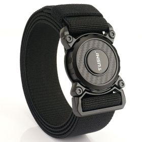New quick release button tactical nylon belt; working clothes; outdoor training belt; casual men's belt; wholesale by manufacturers (colour: Elastic -- black, Length (CM): 125cm)