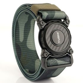 New quick release button tactical nylon belt; working clothes; outdoor training belt; casual men's belt; wholesale by manufacturers (colour: Lock edge -- military green camouflage, Length (CM): 125cm)